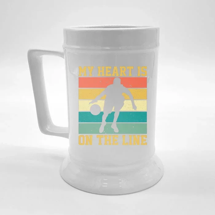 Vintage basketball  My Heart Is On The Line Gift Funny Sport Front & Back Beer Stein