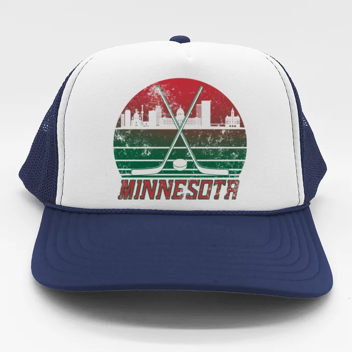 Vintage Minnesota Hockey City Skyline Trucker Hat