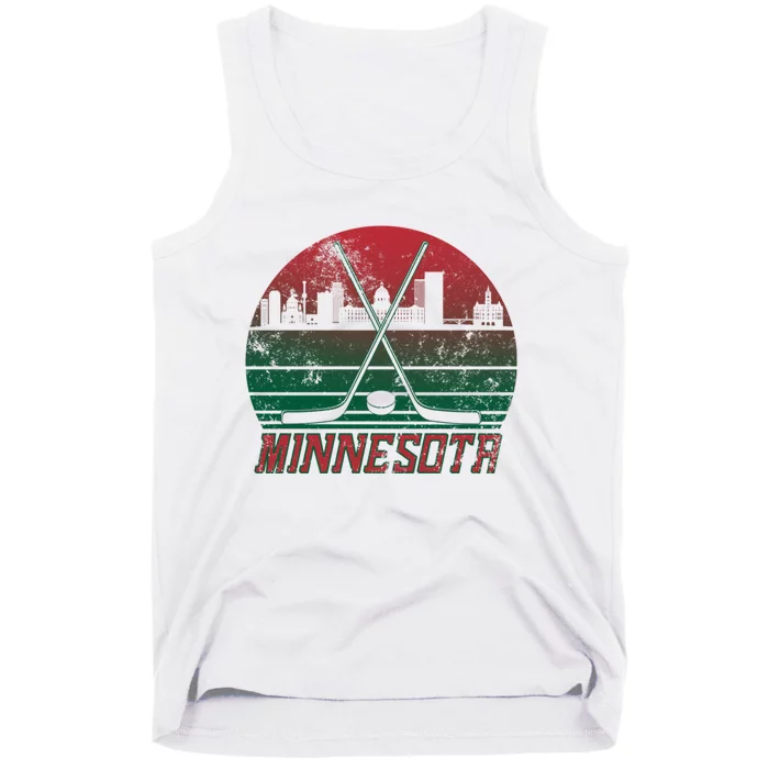 Vintage Minnesota Hockey City Skyline Tank Top