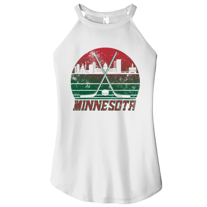 Vintage Minnesota Hockey City Skyline Women’s Perfect Tri Rocker Tank