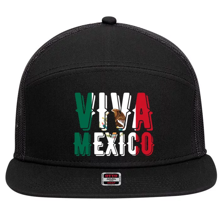 Viva Mexico Hispanic Mexican Heritage 7 Panel Mesh Trucker Snapback Hat