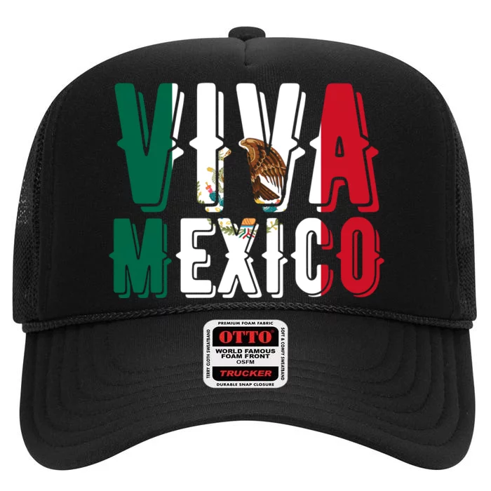 Viva Mexico Hispanic Mexican Heritage High Crown Mesh Trucker Hat