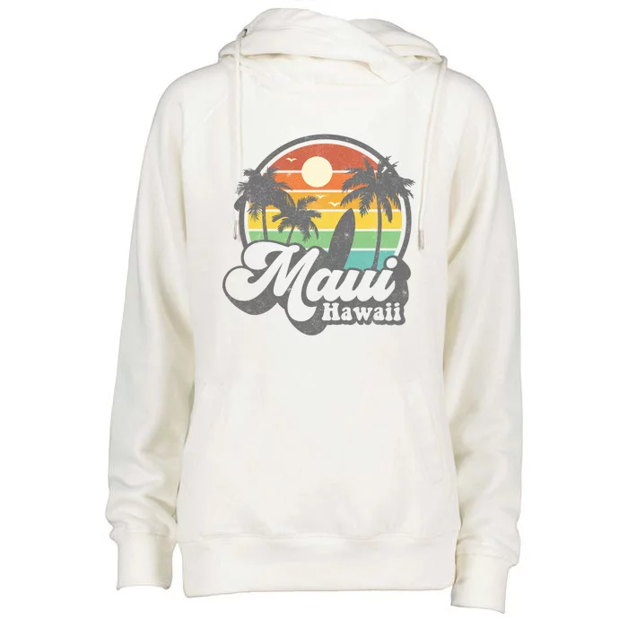 Vintage Maui Hawaii Hawaiian Beach Surfing Womens Funnel Neck Pullover Hood