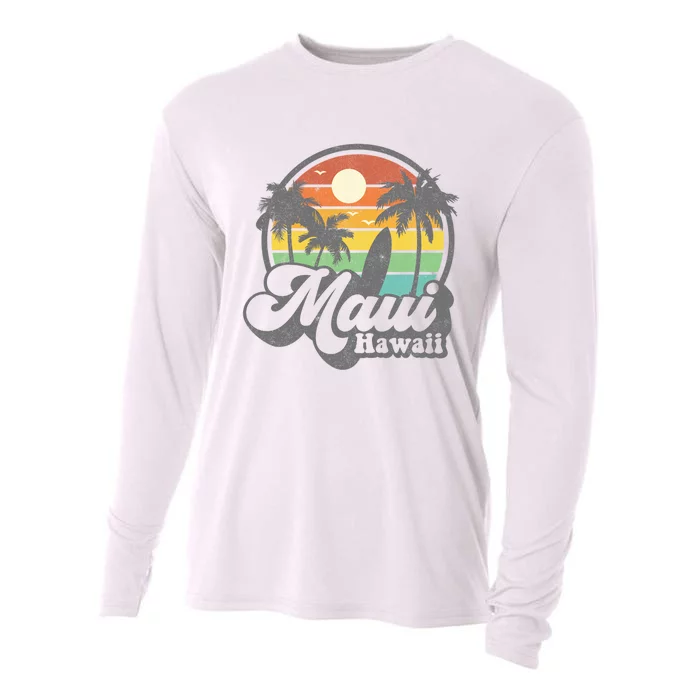 Vintage Maui Hawaii Hawaiian Beach Surfing Cooling Performance Long Sleeve Crew