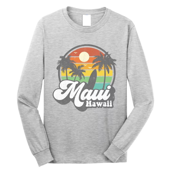 Vintage Maui Hawaii Hawaiian Beach Surfing 70's Surf Gift Long Sleeve Shirt