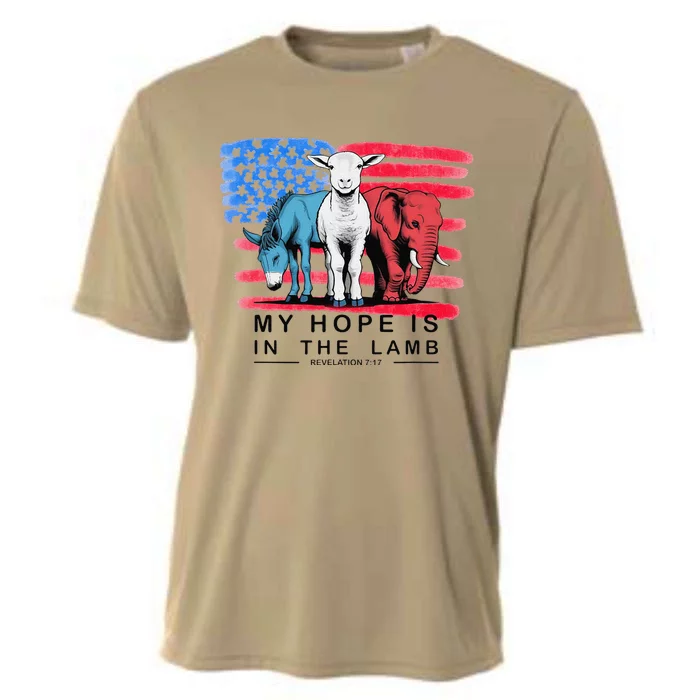 Vintage My Hope Is In The Lamb Christian God Jesus Usa Flag Gift Cooling Performance Crew T-Shirt