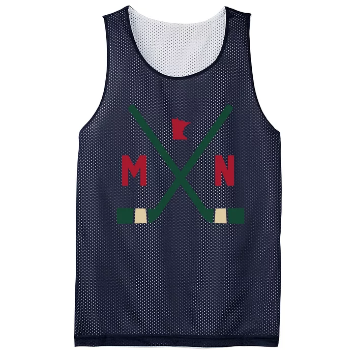 Vintage Minnesota Hockey Sticks State Outline Mesh Reversible Basketball Jersey Tank