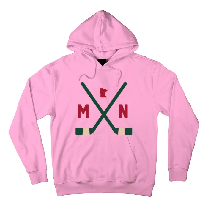 Vintage Minnesota Hockey Sticks State Outline Hoodie