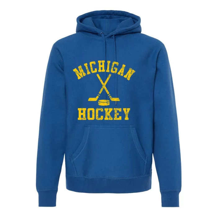 Vintage Michigan Hockey Gift Premium Hoodie