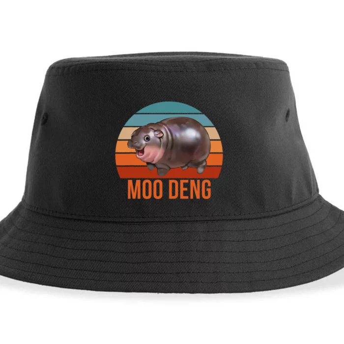 Vintage Moodeng Hippo Famous Baby Pigmy Moodeng Zoo Family Sustainable Bucket Hat