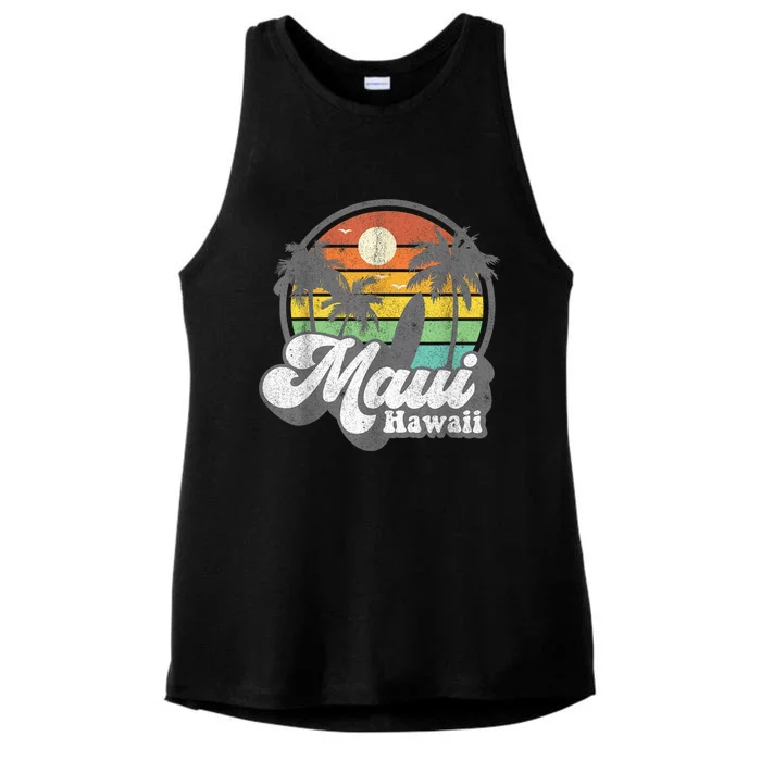 Vintage Maui Hawaii Hawaiian Beach Surfing 70's Surf Gift Ladies Tri-Blend Wicking Tank