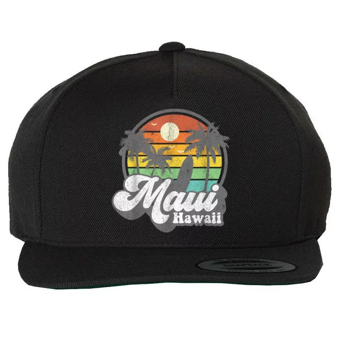 Vintage Maui Hawaii Hawaiian Beach Surfing 70's Surf Gift Wool Snapback Cap