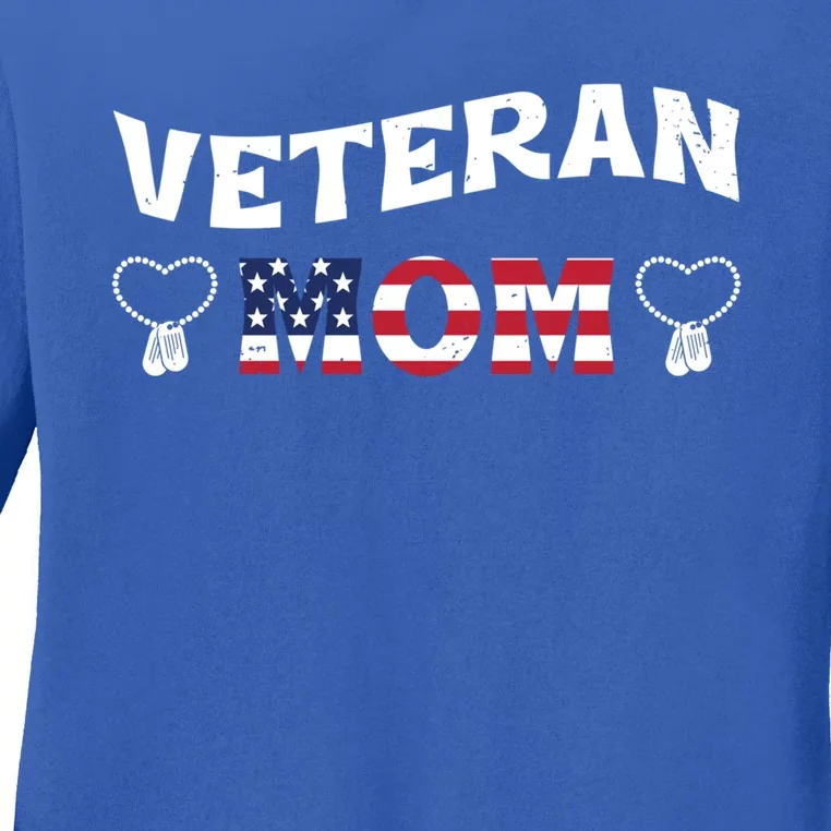 Veteran Mom Honoring All Us Military Happy Veterans Day Gift Ladies Long Sleeve Shirt