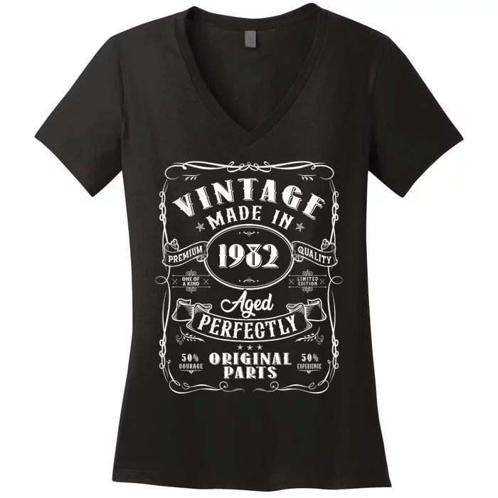 Vintage Made In 1982 One Of A Kind Limited Edition Aged Perfectly Original Parts Women's V-Neck T-Shirt