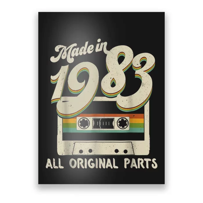 Vintage Made In 1983 Original Parts Funny 40th Birthday Gift Poster