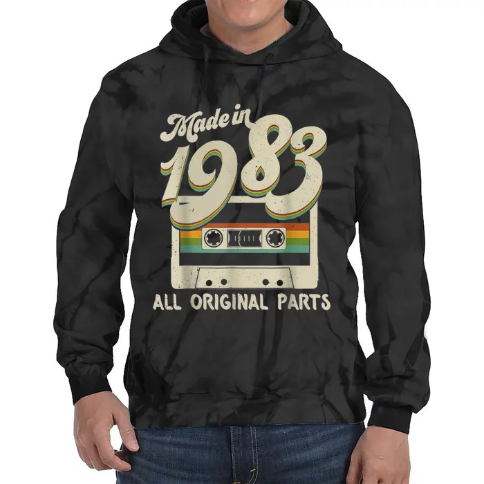 Vintage Made In 1983 Original Parts Funny 40th Birthday Gift Tie Dye Hoodie