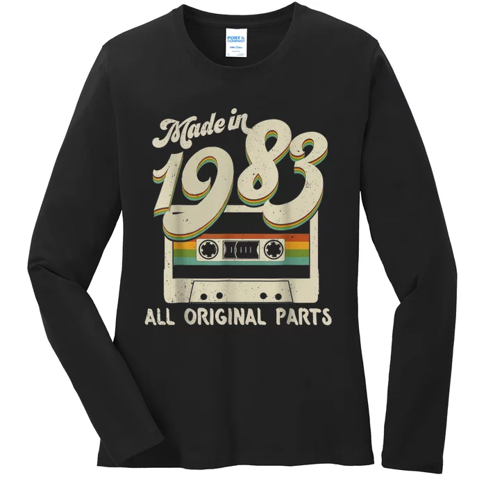 Vintage Made In 1983 Original Parts Funny 40th Birthday Gift Ladies Long Sleeve Shirt