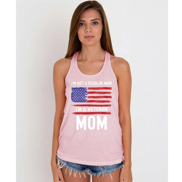 Veteran Mom IM Not A Regular Mom IM A Veteran Mom Cool Gift Women's Knotted Racerback Tank