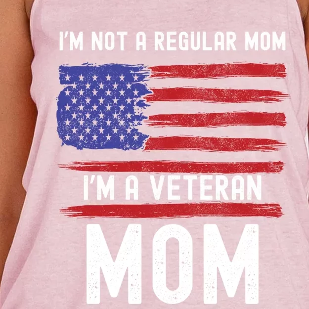 Veteran Mom IM Not A Regular Mom IM A Veteran Mom Cool Gift Women's Knotted Racerback Tank