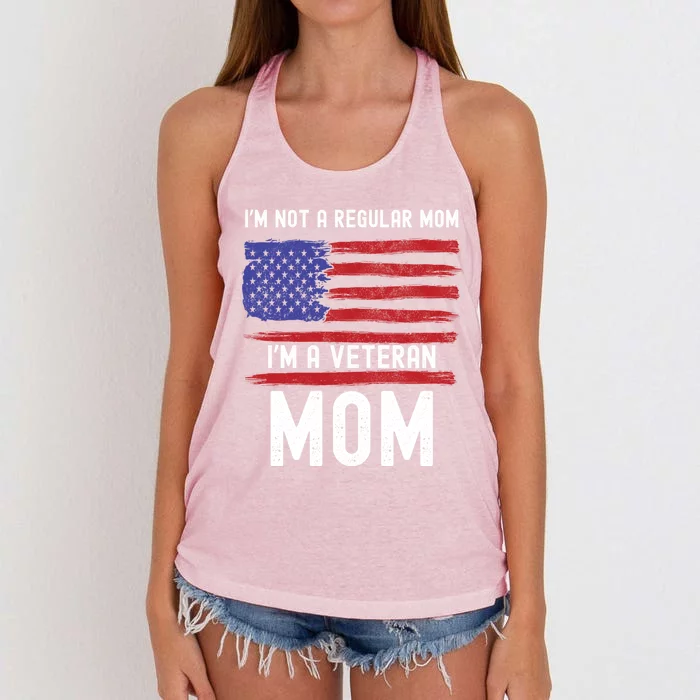 Veteran Mom IM Not A Regular Mom IM A Veteran Mom Cool Gift Women's Knotted Racerback Tank