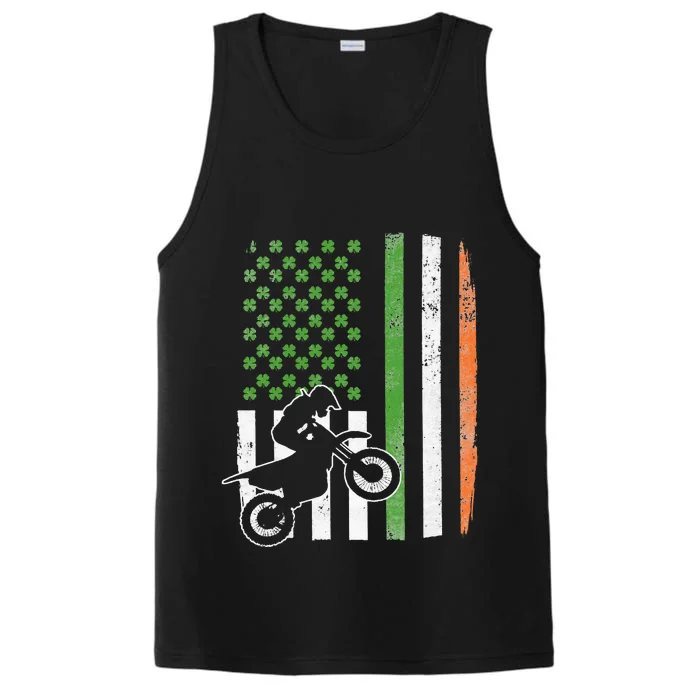 Vintage Motocross Irish American Flag St Patricks Day Performance Tank