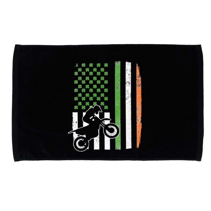 Vintage Motocross Irish American Flag St Patricks Day Microfiber Hand Towel