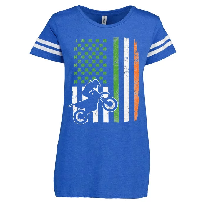 Vintage Motocross Irish American Flag St Patricks Day Enza Ladies Jersey Football T-Shirt