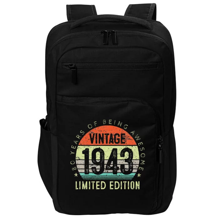 Vintage Made In 1943 80 Year Old Retro 80th Birthday Gift Impact Tech Backpack