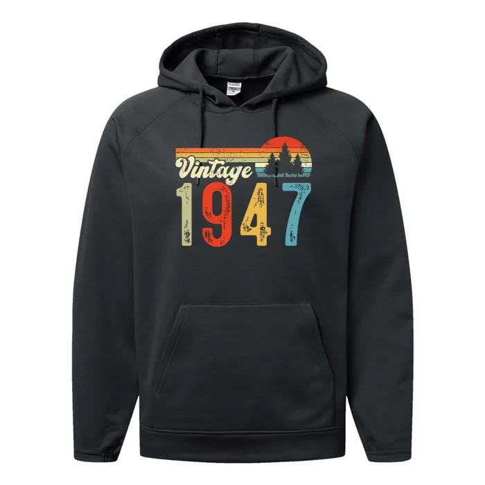 Vintage Made In 1947 Birthday Performance Fleece Hoodie