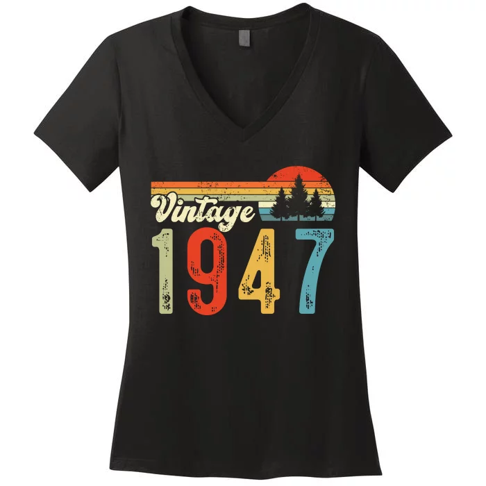 Vintage Made In 1947 Birthday Women's V-Neck T-Shirt