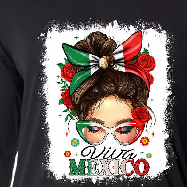 Viva Mexico Independence Day Women Girl Mexican Flag Cooling Performance Long Sleeve Crew