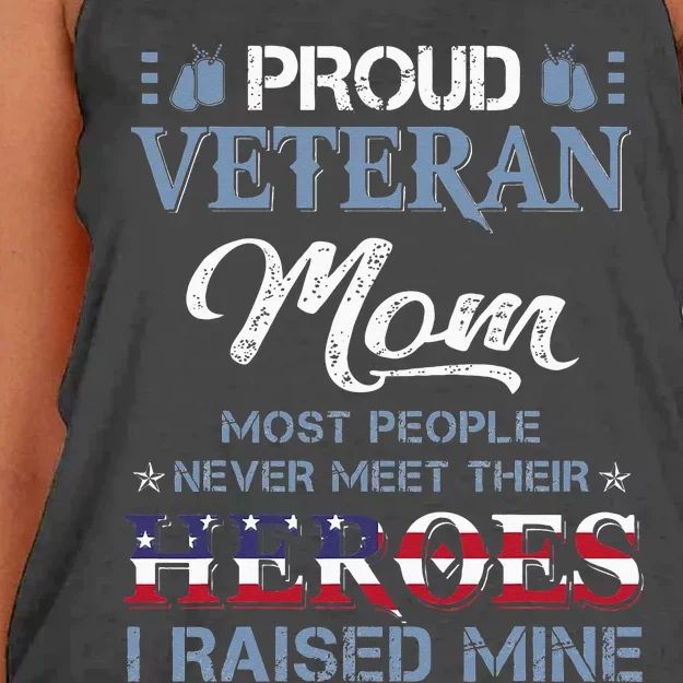 Veteran Mom I Raised My Hero America American Armed Forces Women's Knotted Racerback Tank