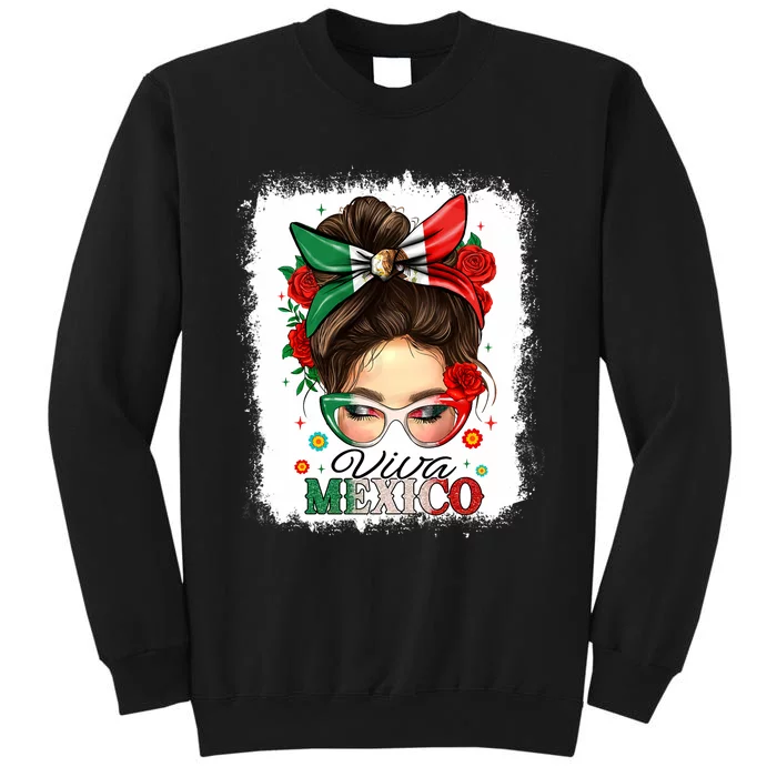 Viva Mexico Independence Day Women Girl Mexican Flag Tall Sweatshirt