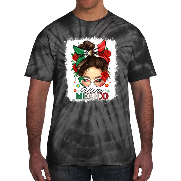 Viva Mexico Independence Day Women Girl Mexican Flag Tie-Dye T-Shirt