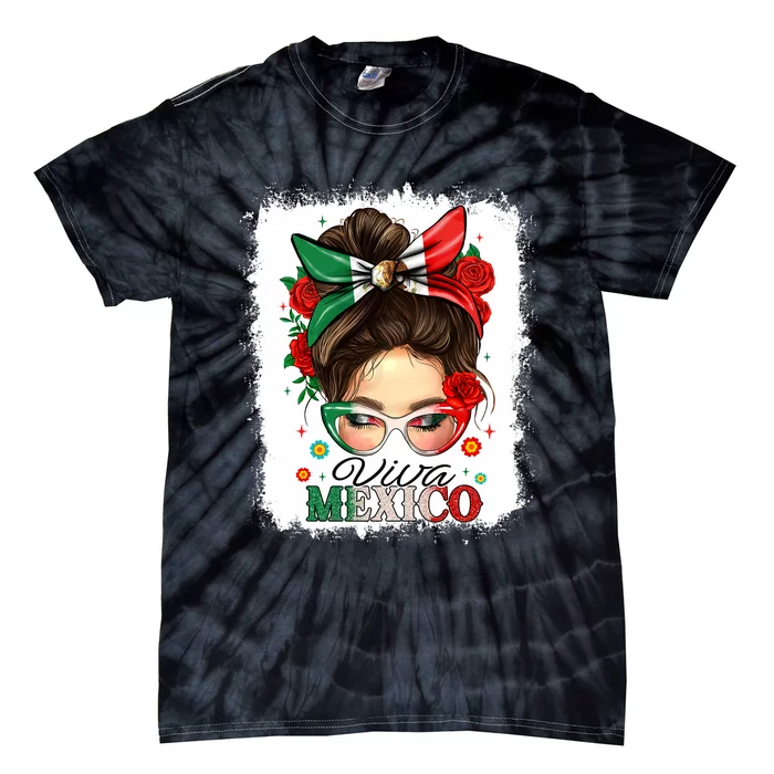 Viva Mexico Independence Day Women Girl Mexican Flag Tie-Dye T-Shirt