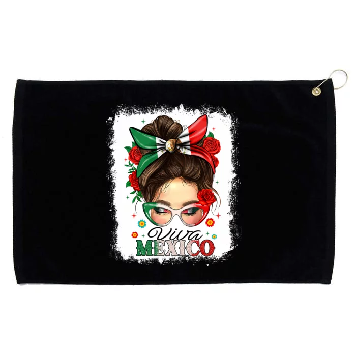 Viva Mexico Independence Day Women Girl Mexican Flag Grommeted Golf Towel