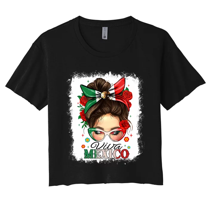 Viva Mexico Independence Day Women Girl Mexican Flag Women's Crop Top Tee