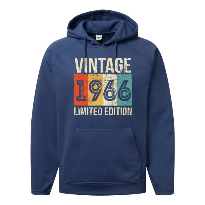 Vintage Made In 1966 Birthday Performance Fleece Hoodie