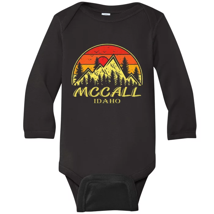 Vintage Mccall Idaho ID Mountains Hike Hiking Souvenir Baby Long Sleeve Bodysuit