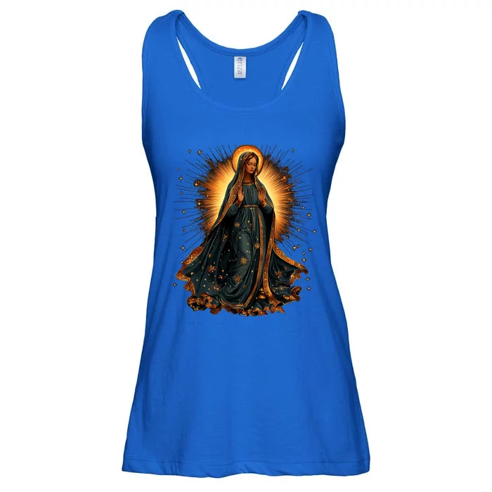 Virgin Mary In Radiant Golden Light With Halo Ladies Essential Flowy Tank