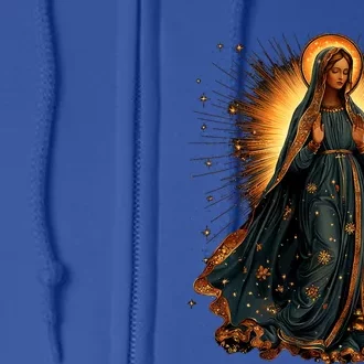 Virgin Mary In Radiant Golden Light With Halo Full Zip Hoodie