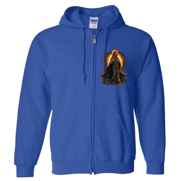 Virgin Mary In Radiant Golden Light With Halo Full Zip Hoodie