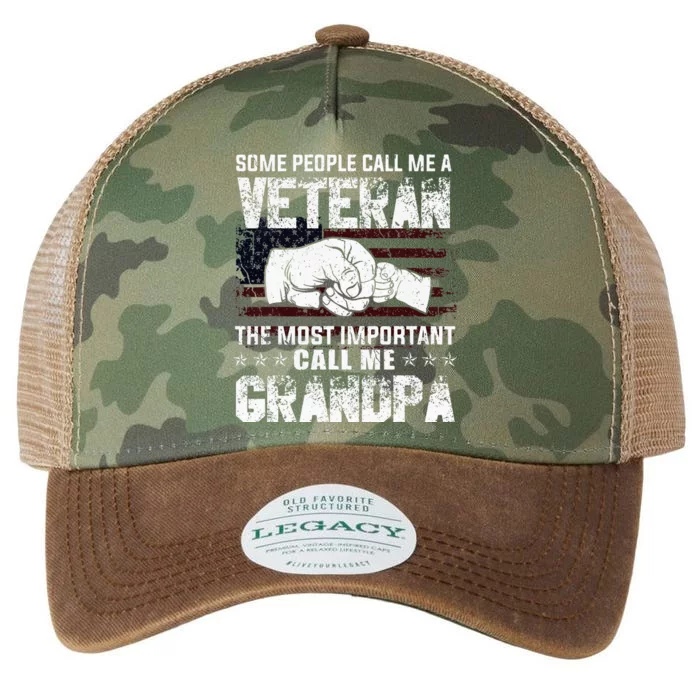 Veteran Most Important Call Me Grandpa Fathers Day Legacy Tie Dye Trucker Hat