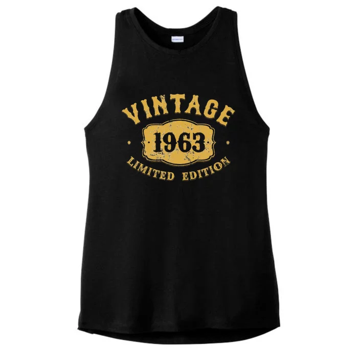 Vintage Made In 1963 Classic Birthday Party Ladies Tri-Blend Wicking Tank