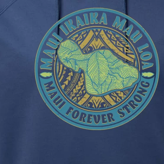 Vintage Maui Ikaika Mau Loa Maui Forever Strong Emblem Performance Fleece Hoodie