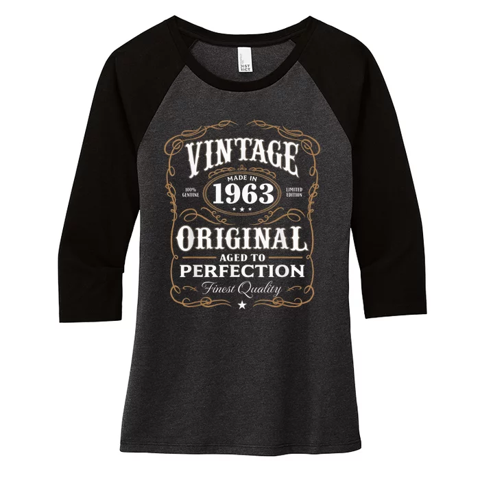 Vintage Made In 1963 55th Birthday Present Gift Women's Tri-Blend 3/4-Sleeve Raglan Shirt