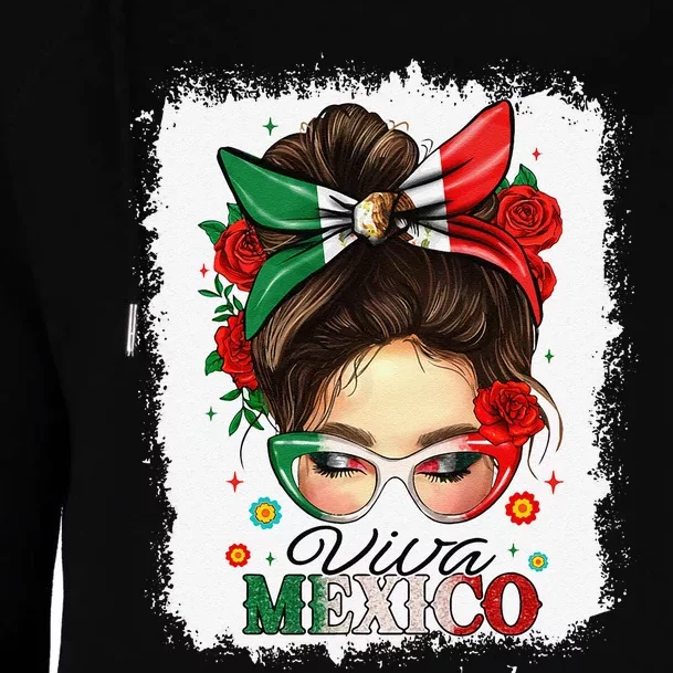 Viva Mexico Independence Day Women Girl Mexican Flag Gift Womens Funnel Neck Pullover Hood