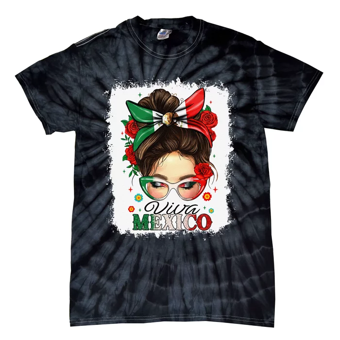 Viva Mexico Independence Day Women Girl Mexican Flag Gift Tie-Dye T-Shirt