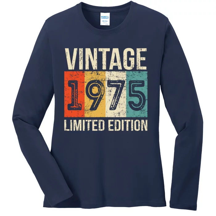 Vintage Made In 1975 Birthday Ladies Long Sleeve Shirt