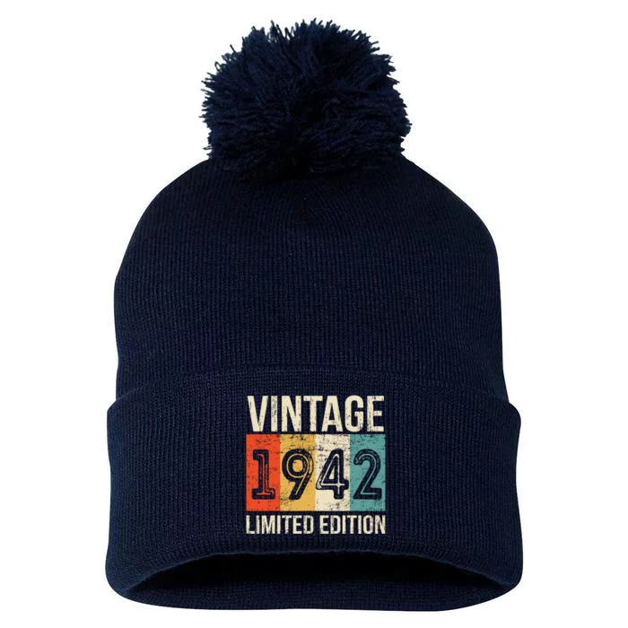 Vintage Made In 1942 Birthday Pom Pom 12in Knit Beanie